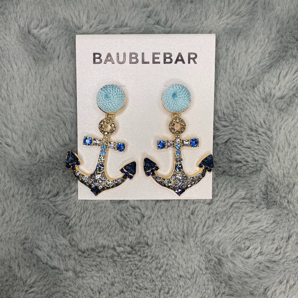 NWT BaubleBar Blue Anchor Earrings